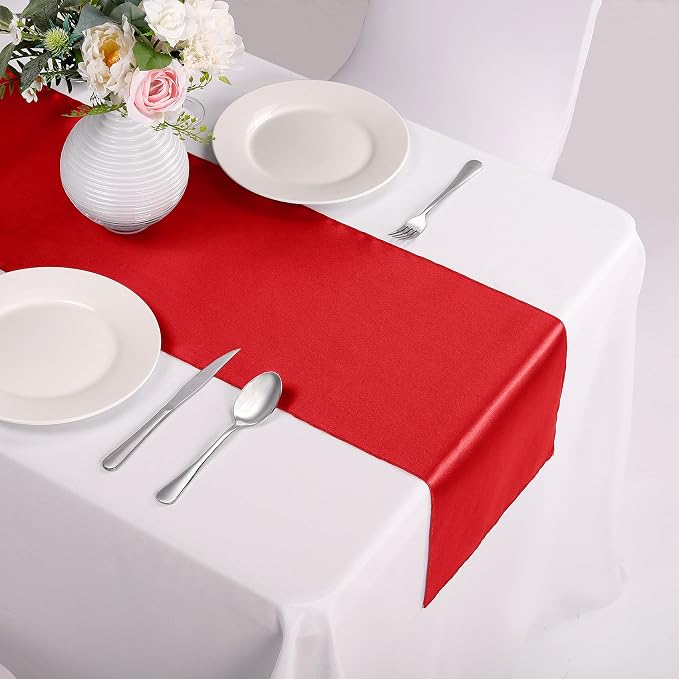 15-Pack Satin Table Runner Red 12 x 108 inches Long, Table Runners - Image 7