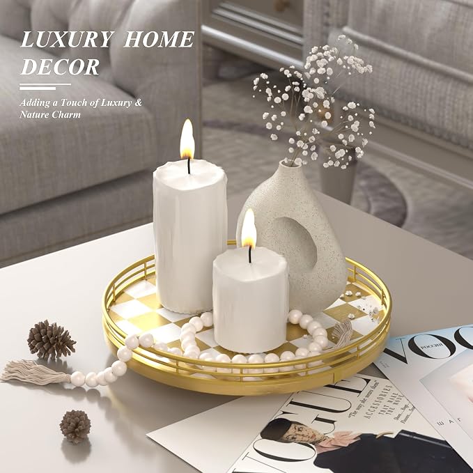 AMH 10-Inch Gold Checkerboard Lazy Susan Vanity Tray - Image 3