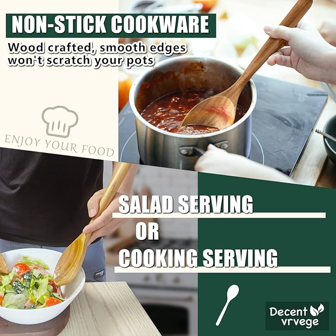 Wood Spoon, Healthy Acacia Wooden Cooking Spoons, Durable Kitchen Serving Spoon - Image 3
