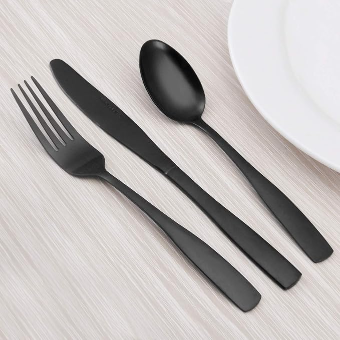 O.C.E. Matte Black Silverware Set, O.C.E. Satin Finish 30-Piece Stainless Steel - Image 6