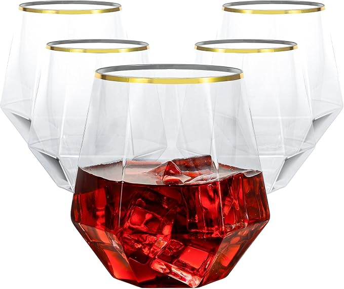 Goodluck 80PCS 12oz Diamond Stemless Plastic Wine Whiskey Glasses, Suitable by GoodLuck