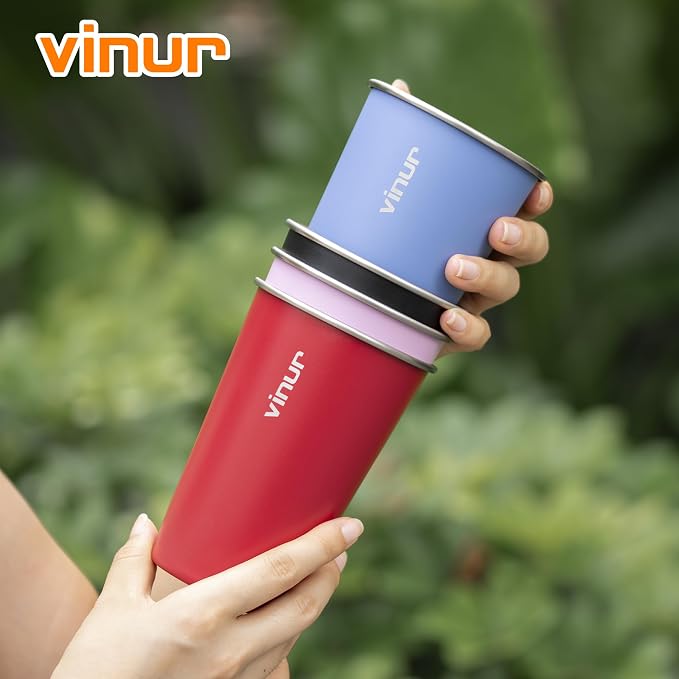 Stainless Steel Cups-16 oz Colorful Stackable Metal Drinking Glasses 8 Pcs | 16 - Image 8