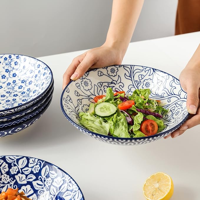 Selamica Porcelain 40oz Large Bowls 9 inch Big Pasta Salad Bowls, Microwave and - Image 5