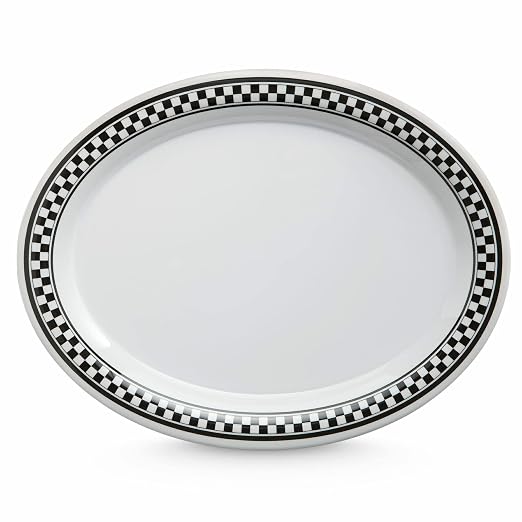 GET 12" x 9" Oval Diamond Chexers Melamine Dinner Plate | Dishwasher safe by Unknown