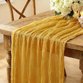 6Pcs Yellow Table Runner, 10FT Rustic Gauze Gold Table Runner 35*120inch Boho by Miucat