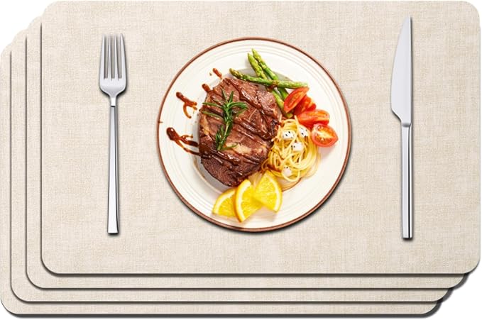 Maxpearl Faux Leather Placemats Set of 4, Suitable by Maxpearl