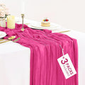 3 Pack Hot Pink Cheesecloth Table Runner 35x120inch, Semi Sheer Fuschia Cheese by BlueTopCoLtd