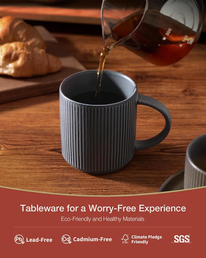 famiware Coffee Mug Set for 6, Star 12 oz Catering Mugs Cup Set - Image 2
