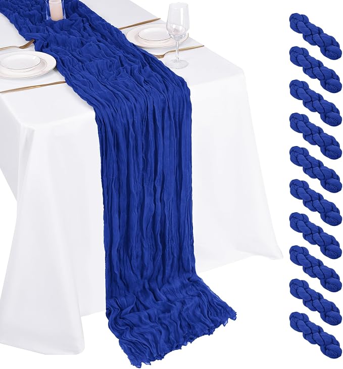 10 Pack Royal Blue Cheesecloth Table Runner 17x108 Inch Boho Gauze Cheese Cloth by Unknown
