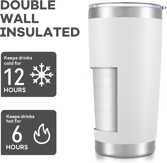 20 oz Tumbler with Lid Stainless Steel Insulated Tumblers Cups Travel Mug | - Image 3