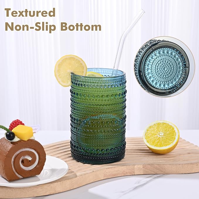 ZMOWIPDL 12oz & 15oz Hobnail Drinking Glasses, - Image 6
