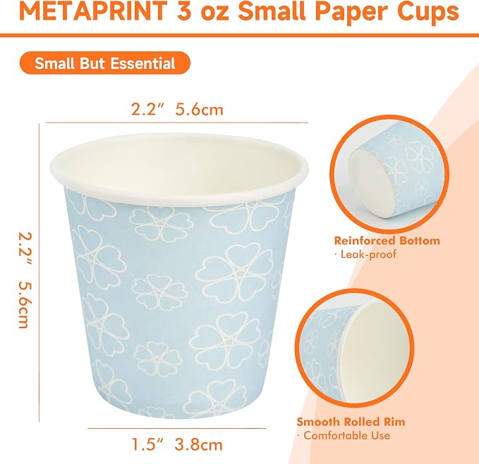 METAPRINT 300 Pack 3 oz Bathroom Cups, Disposable Paper Cups - Image 2