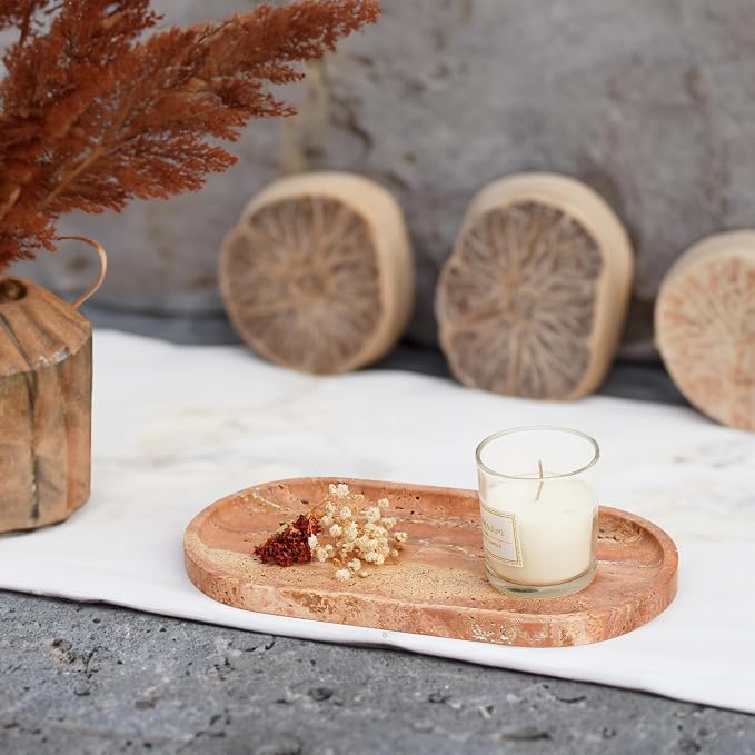 Turkish Natural Travertine Tray, Countertop Organizer, Catchall - Image 9