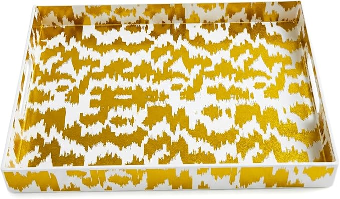 White & Gold Glitter Abstract Serving Tray by Umisriro