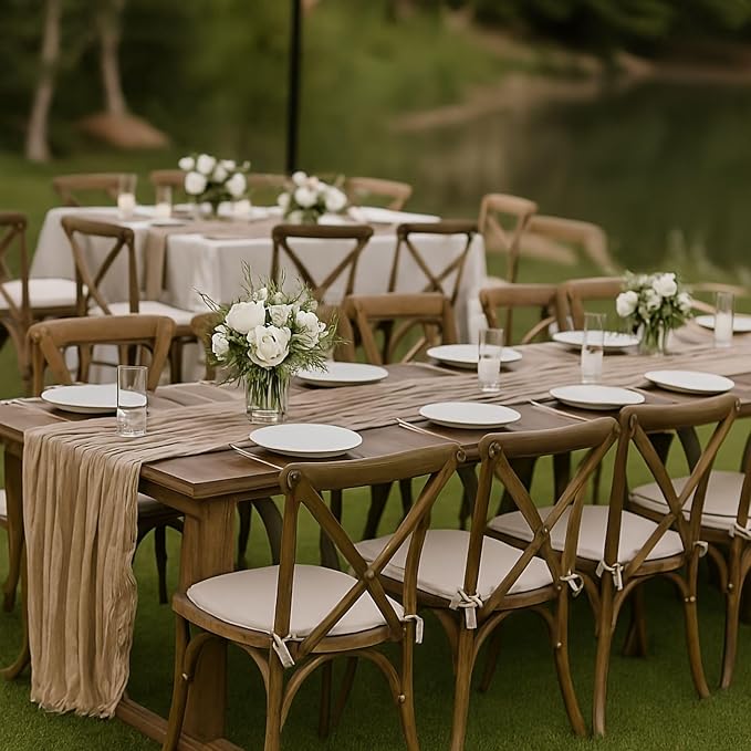 6 Pack Brown 10FT Cheesecloth Table Runner –120 Inch Rustic Gauze Table Runners - Image 4