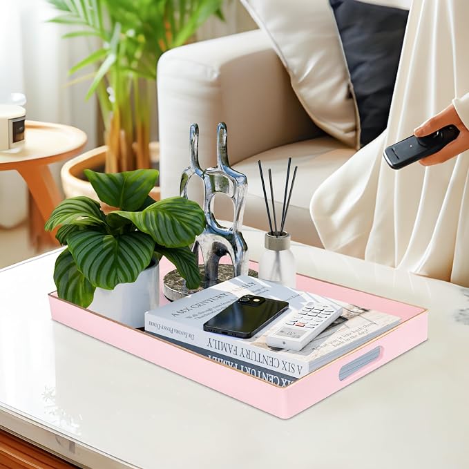 Pink Decorative Tray for Coffee Table, Serving Tray - Image 5
