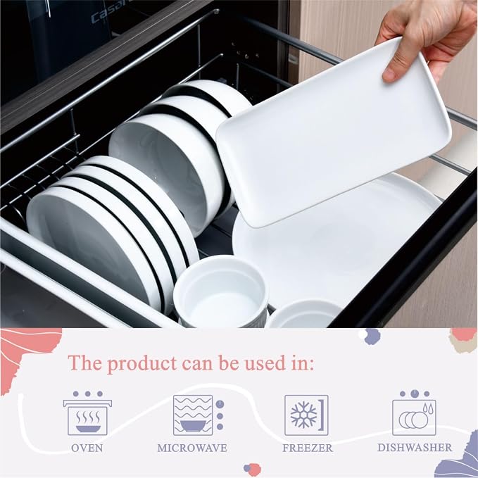 Miicol Small Platters Set of 6, Ceramic Rectangle Plates 9 Inch, Modern Sushi - Image 6