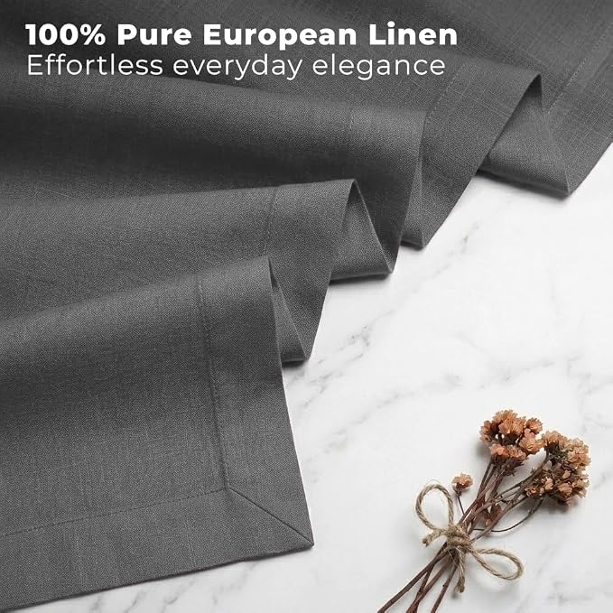 Classic Linen™ by D'Moksha Charcoal Grey Table Runner 60 Inches, 100% Pure Linen - Image 2