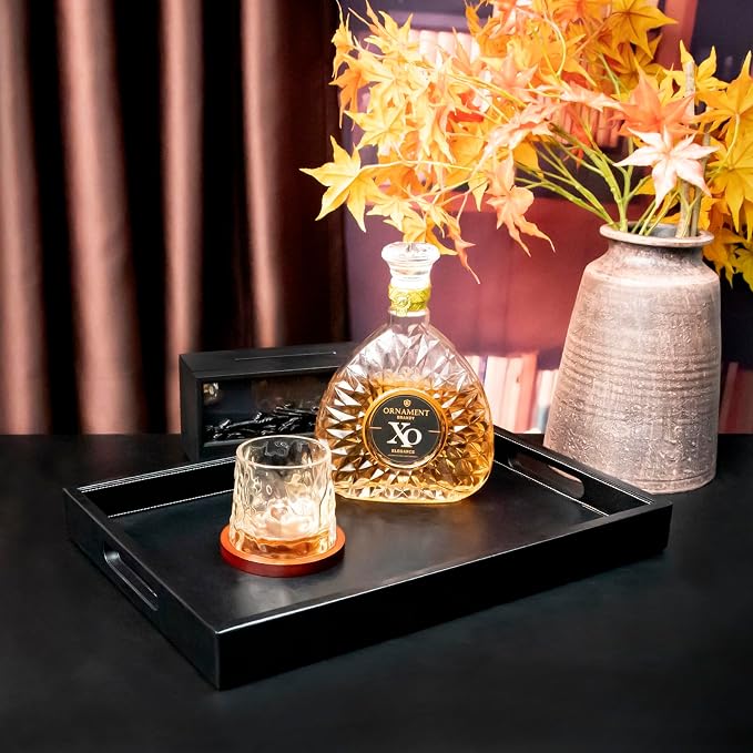 30 x 24 inches Rectangle Leather Ottoman Serving Tray - Image 3