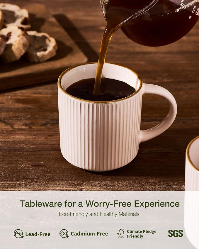famiware Star Coffee Mug Set for 4, Handcrafted 12 oz Ceramic Stoneware Mugs - Image 6