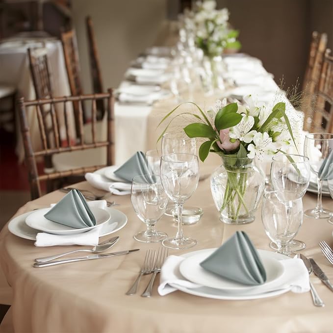 P Pothuiny 12 Pcs Silver Satin Napkins 17 x 17 Inch, Satin Cloth Napkins | - Image 7