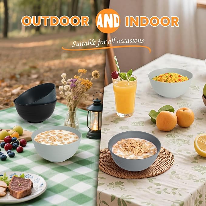 Cereal Bowl Set, Wheat Straw Fiber Unbreakable Lightweight Bowls Set - Image 7