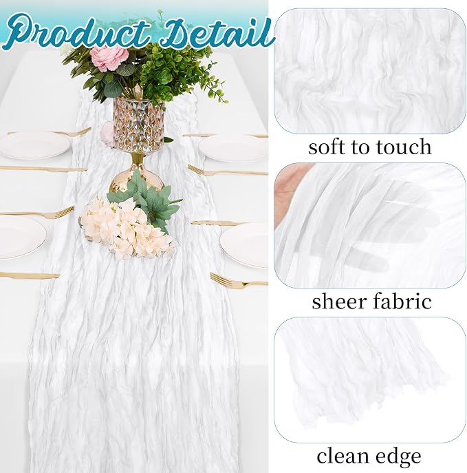 16 Pack White Cheesecloth Table Runners 20x120 Inch Gauze Table Runner Cheese - Image 3