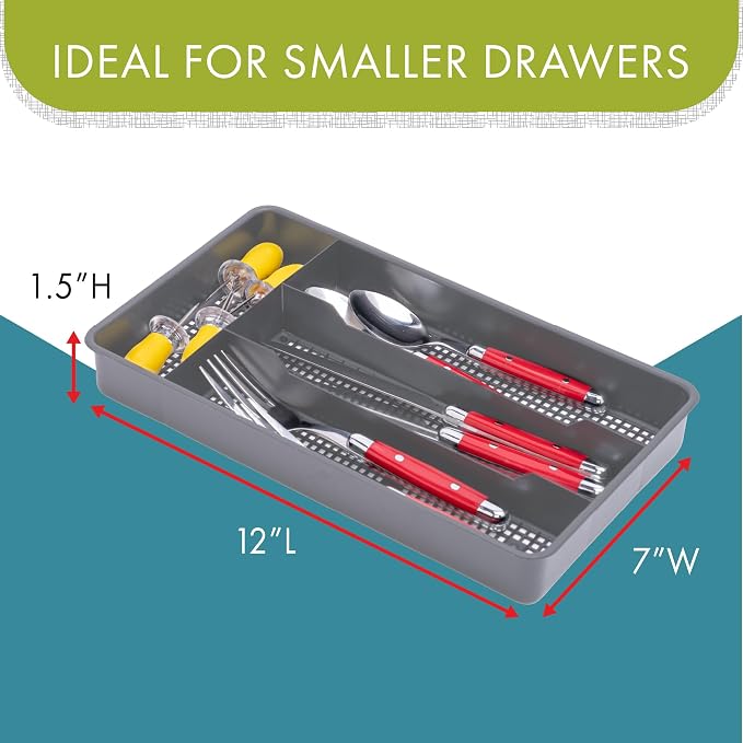 Dial Industries Small Utensil Silverware Kitchen Drawer Organizer, spoons and - Image 2