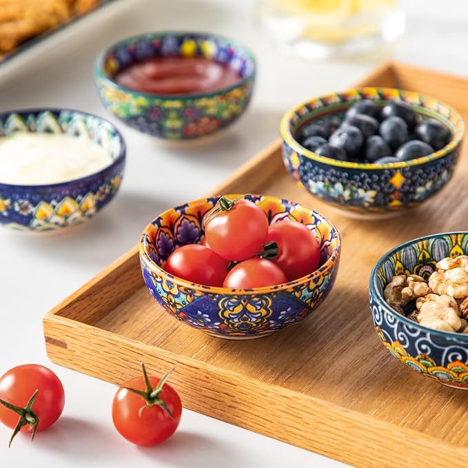 vancasso SIMI 2.7 Oz Ceramic Dipping Bowls Set of 6, Bohemian Sauce Bowls | - Image 8
