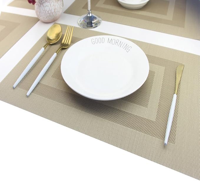 PIGCHCY Placemats Set of 6, Washable Woven Vinyl Kitchen Table Mats Non Slip - Image 7