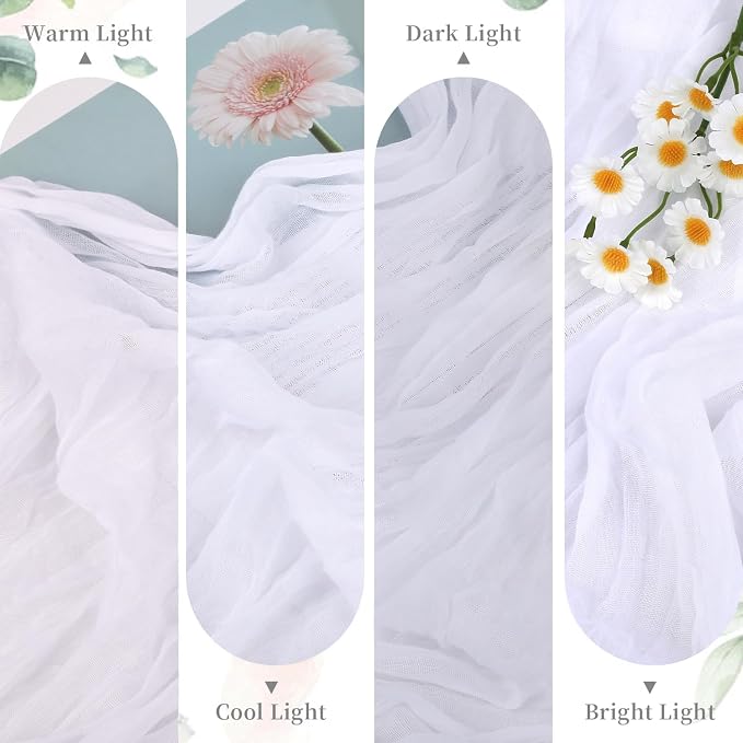 6 Pack White Cheesecloth Table Runner - Image 8