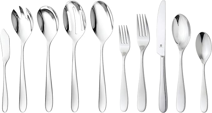 Silverware Set for 8 with Serving Utensils, 18/10 Stainless Steel Flatware by DANIALLI