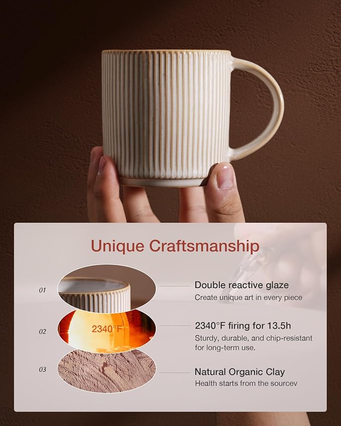 famiware Coffee Mug Set for 6, Star 12 oz Catering Mugs Cup Set - Image 3