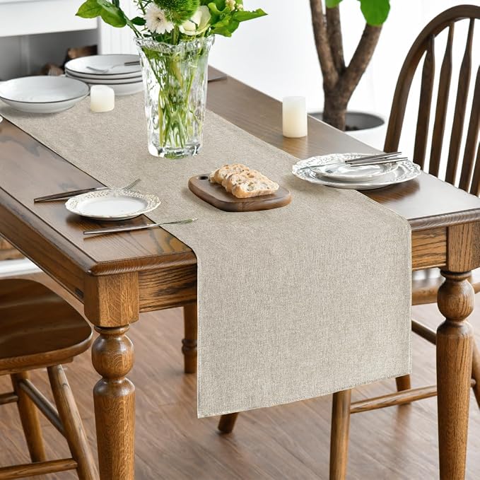 Artoid Mode Light Brown Table Runner, Seasonal Fall Washable Kitchen Dining - Image 2