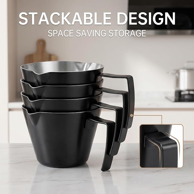 2Pc Espresso Measuring Cups, Double Spouts Stainless Steel - Image 5