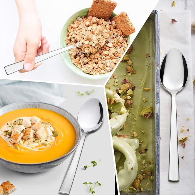 E-far Dinner Spoons Set of 6, 7.9 Inch Stainless Steel Soup Spoons Tablespoons - Image 4