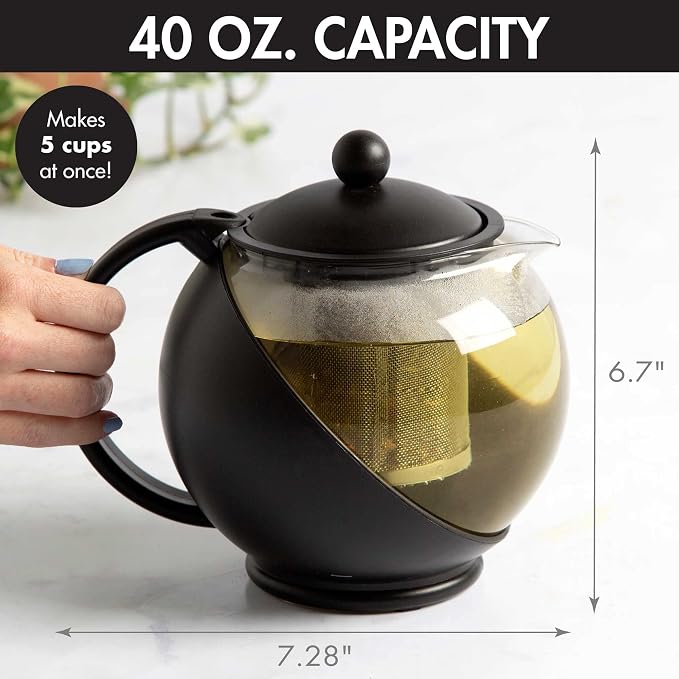 Primula Half Moon Teapot with Removable Infuser, Glass Tea Maker with Reusable - Image 4