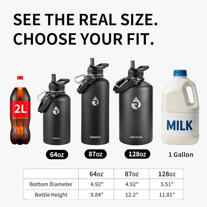 RAYMYLO Insulated Water Bottle 87 oz, Triple Wall Vacuum Stainless Steel | - Image 6