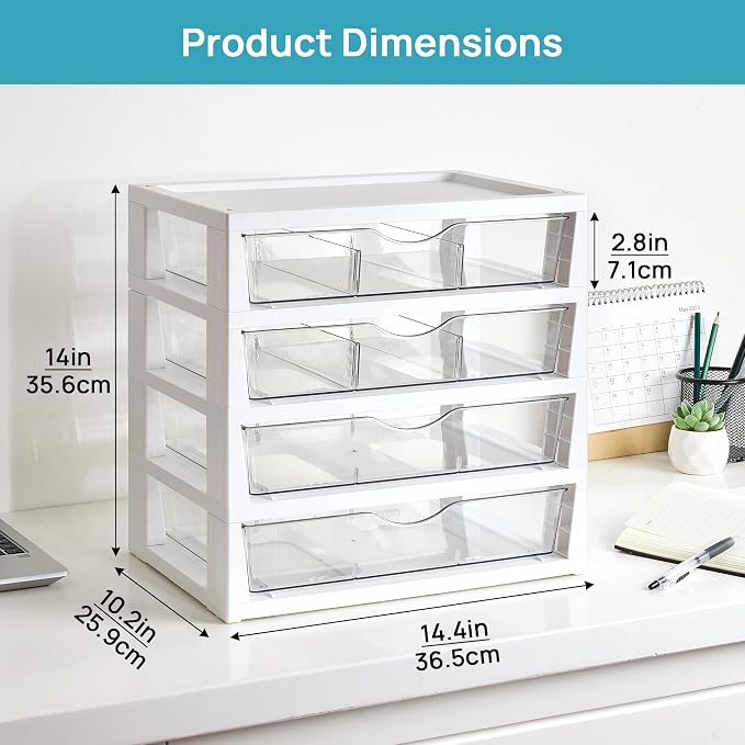 Vtopmart Clear Desktop Organizer, 4-Tier Drawer Storage - Image 2