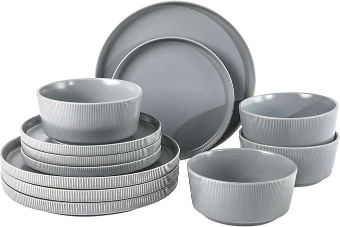 Gibson Home Dempsey Road 12-Piece Stoneware Dinnerware Set – Service by GibsonHomewares