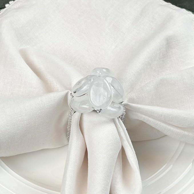 Beaded Pebble Stone Napkin Rings – Handcrafted Acrylic Holders - Image 2