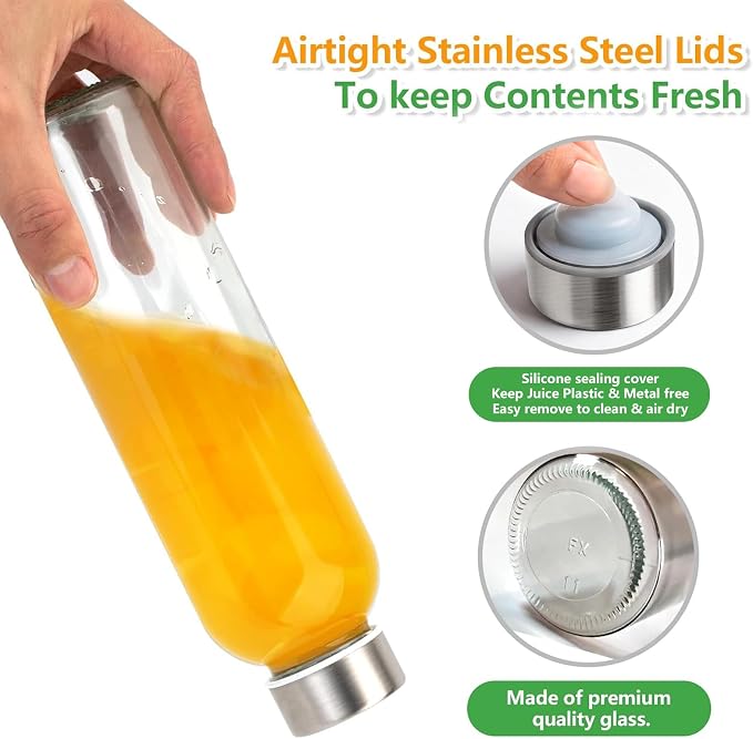 Zukro 18oz Glass Juice Bottles - Image 4