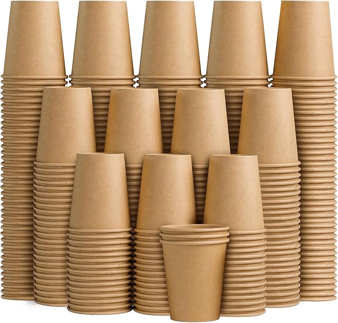 Clawsoff 400 Pack 8 oz Paper Cups Brown Kraft Disposable Hot Coffee Cups | by BuyNow