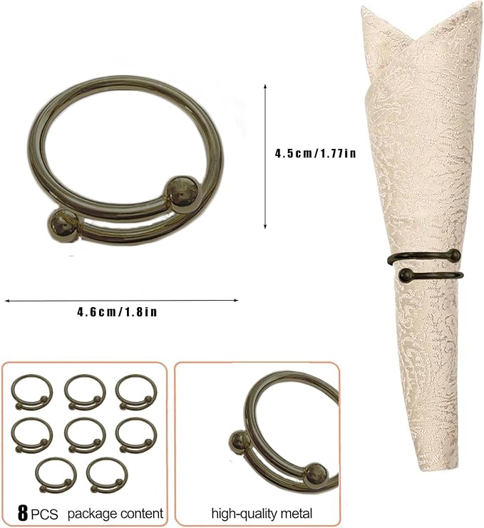 8 Pcs Black Napkin Rings - Image 2