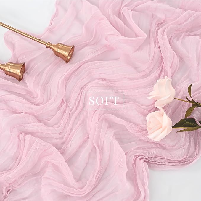Light Pink Cheesecloth Table Runner 10FT Runner - Image 4