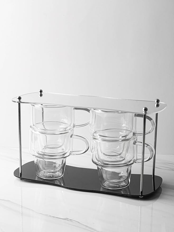 NIRA.Z 4 Pack Double Wall Glass Coffee Mugs 12 OZ Insulated Espresso Cups - Image 9