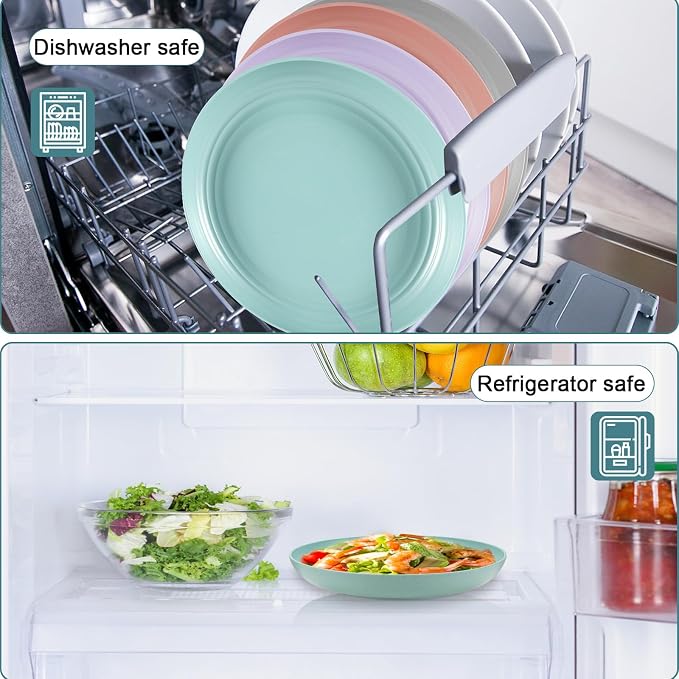 HEYCOME 12 Pcs Unbreakable Deep Dinner Plates Set, 9 inch Reusable Plastic - Image 6