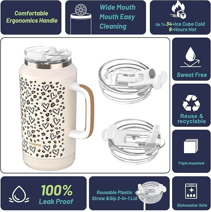 Hydraful 64 oz Tumbler with Handle and Straw - Image 2
