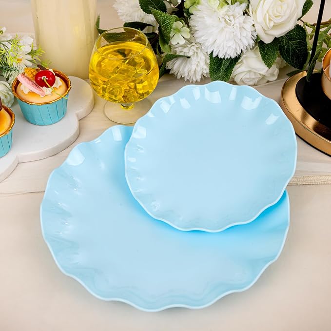 LIYH 24 Pcs Blue Plastic Plates Reusable - Image 7