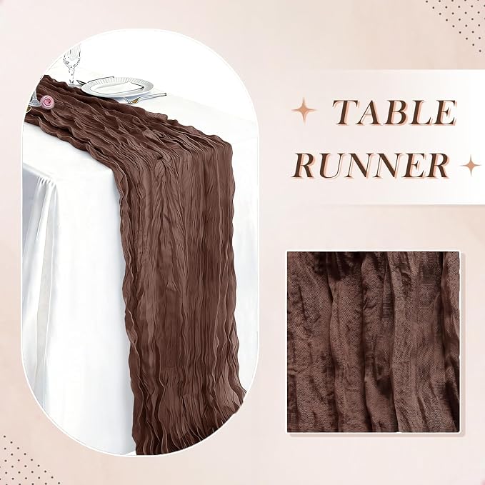 10 Pack Nude Brown Cheesecloth Table Runner 21 x 120 Inch Boho Gauze Sheer - Image 6